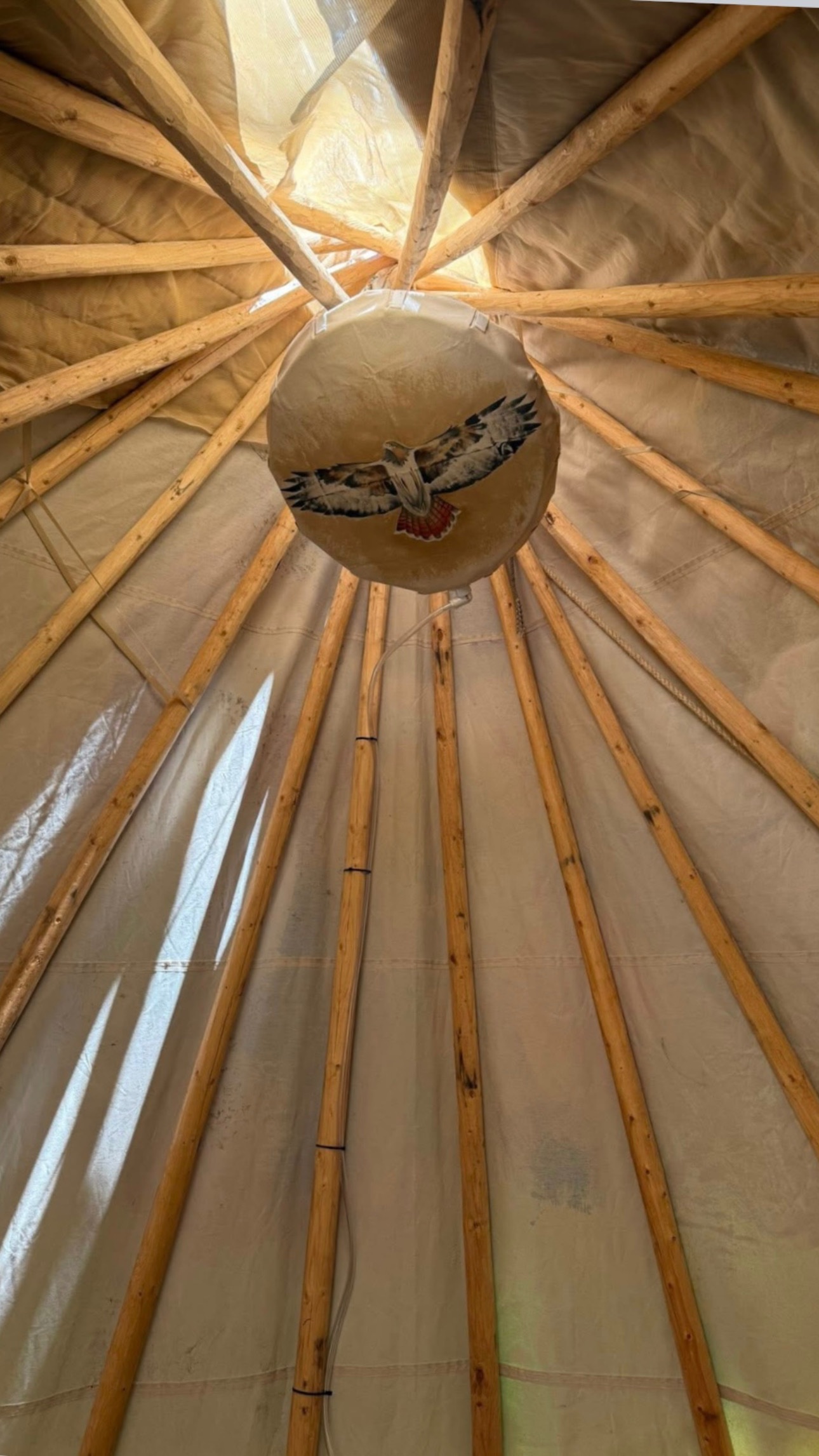 Inside the tipi at The Healing Shed