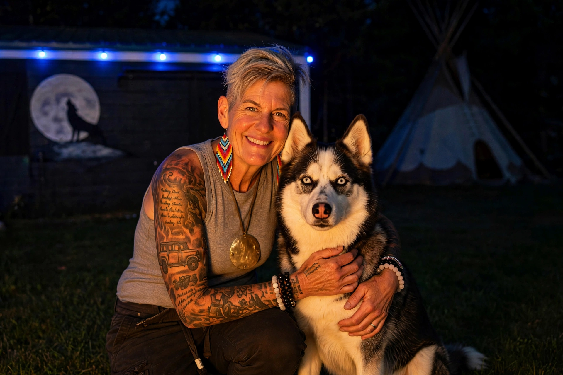 Karen with Sage, her medicine dog